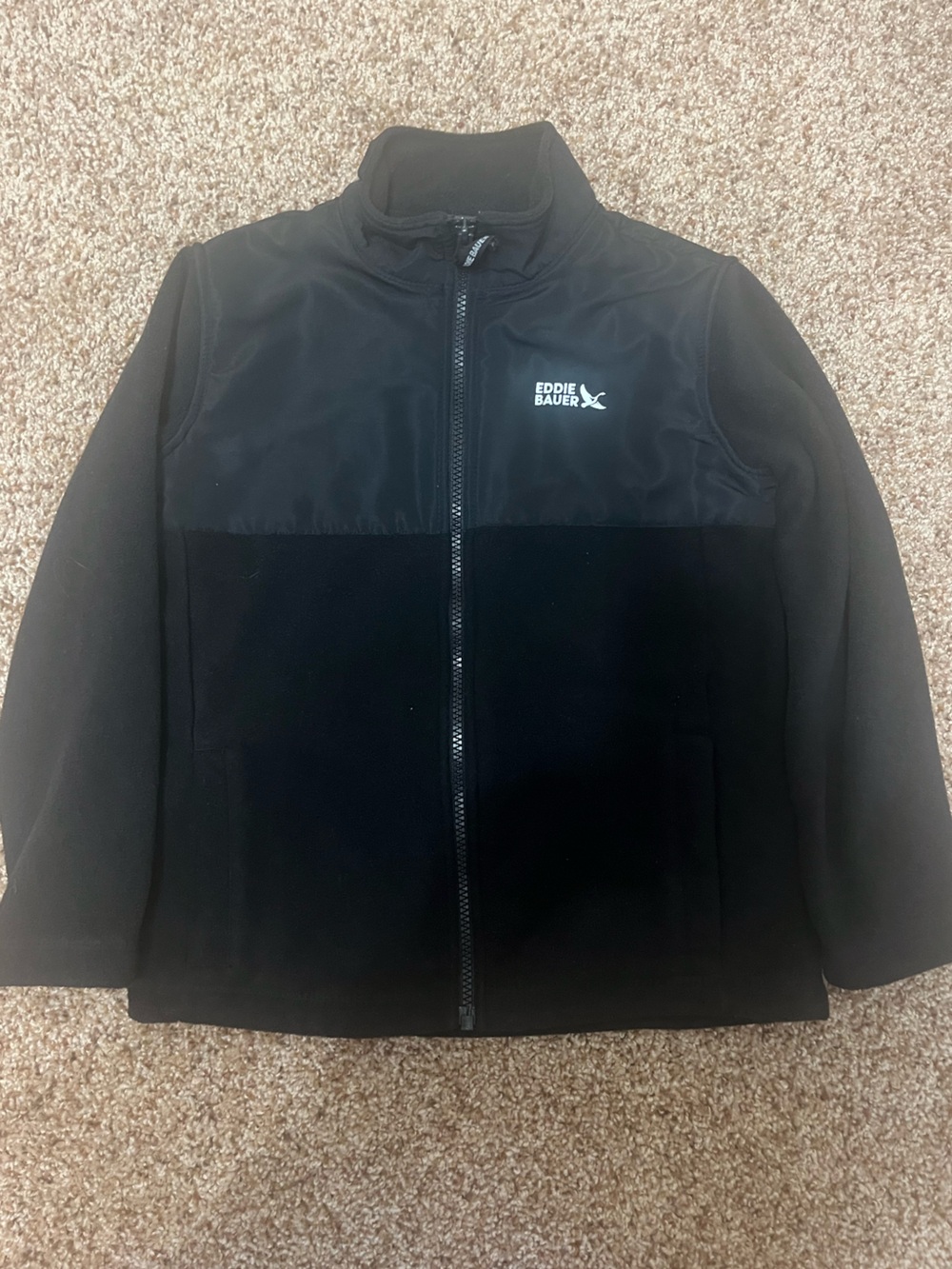 Eddie Bauer Black Full-Zip Kids Fleece Jacket Warm Cozy Child 6